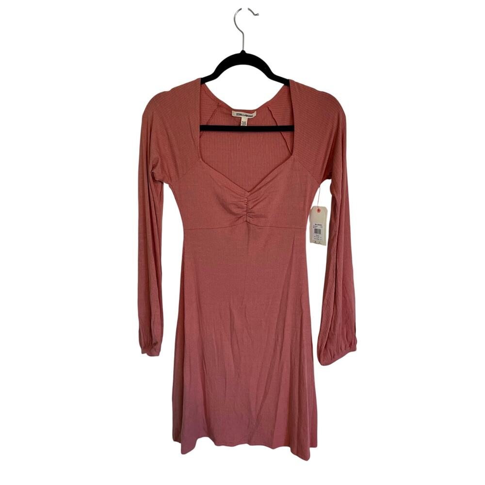 NWT Billabong Women's Dress Pink Rose Color Mini Knit Skater Dress Size Small
